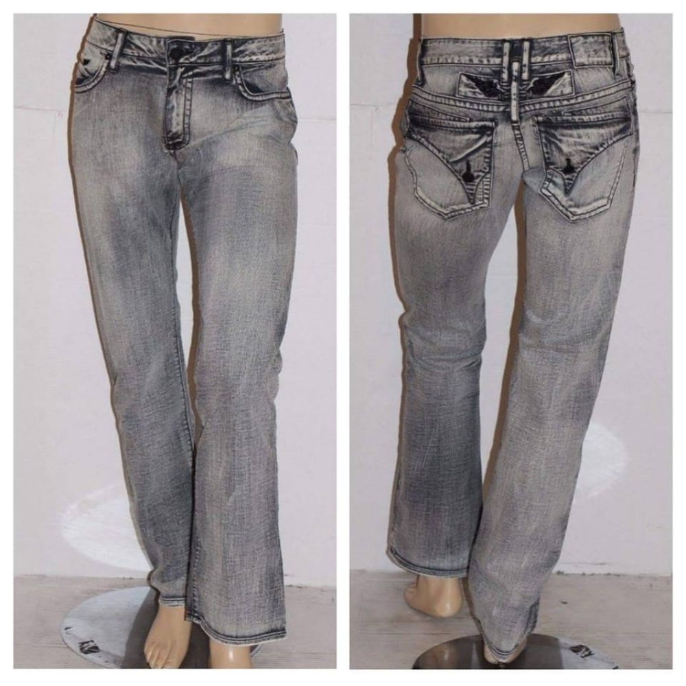 New Men ROBIN'S JEAN Straight Leg Jeans -Long Flap - Picture 3 of 8